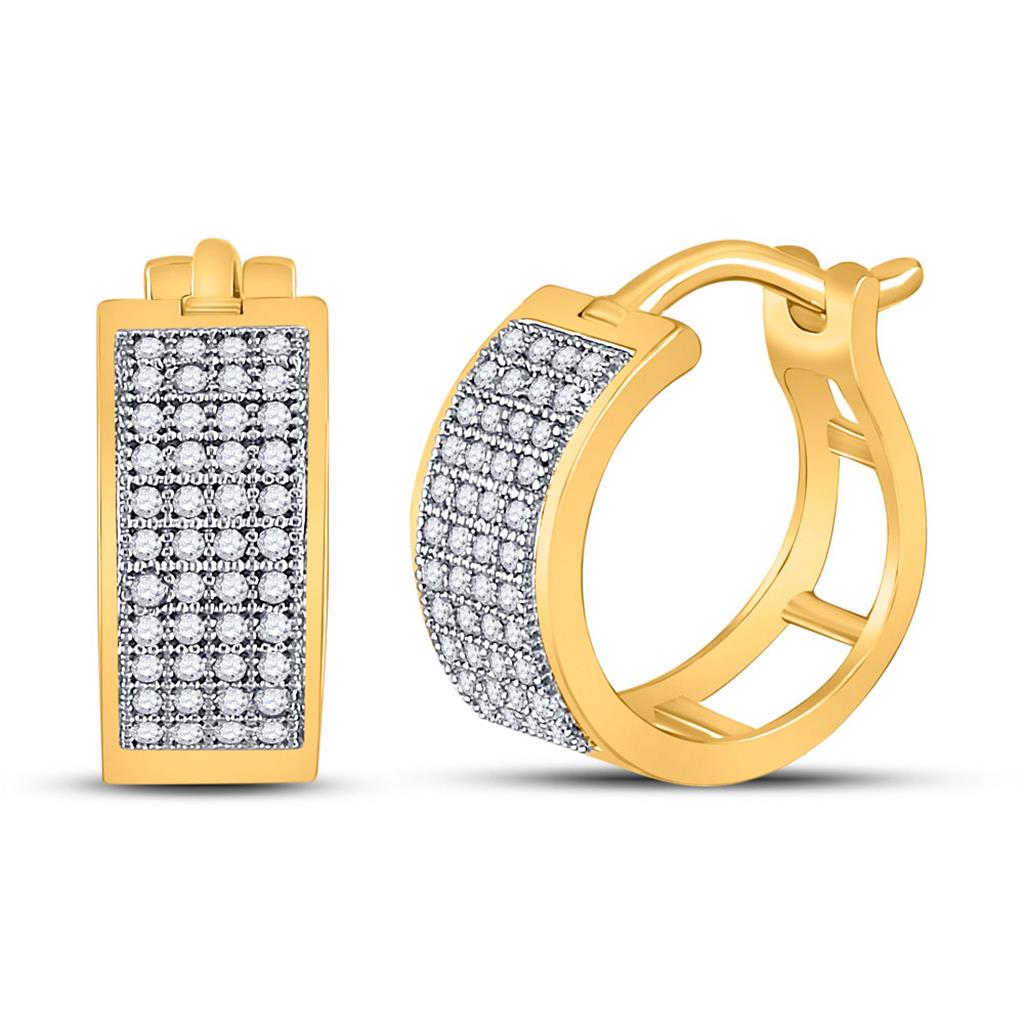 10k Yellow Gold Round Diamond Huggie Earrings 1/4 Cttw