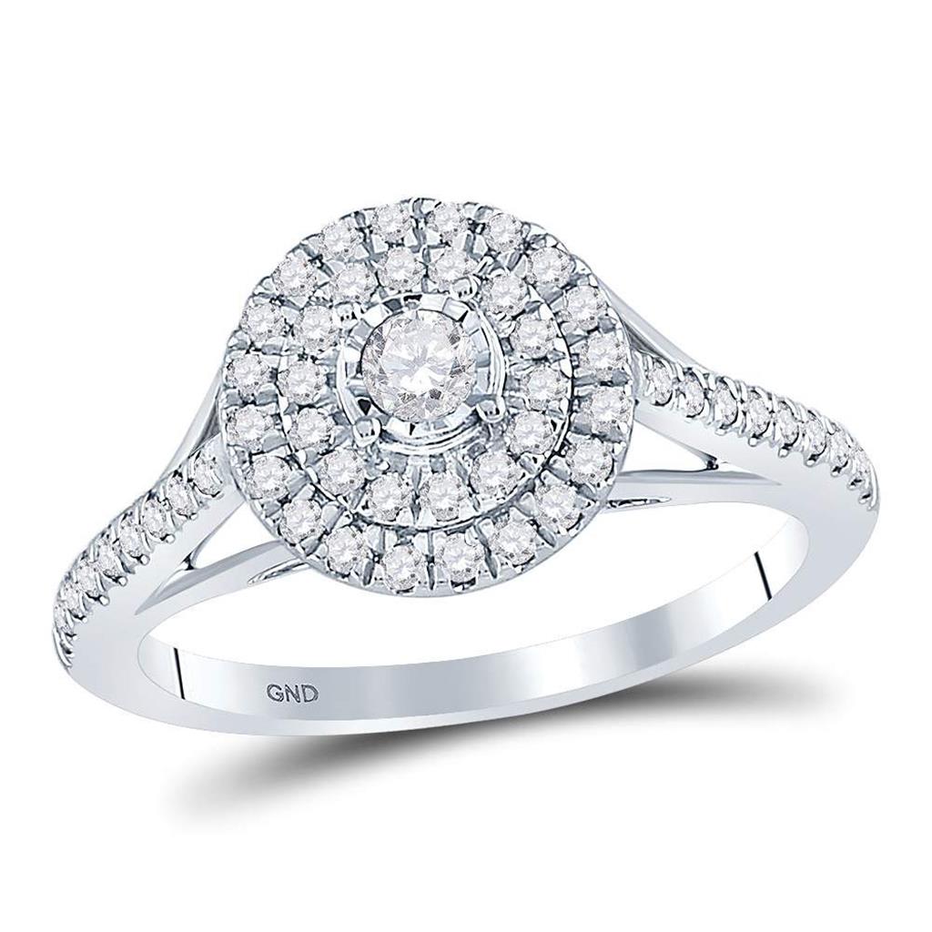 14k White Gold Round Diamond Solitaire Bridal Engagement Ring 1/2 Cttw