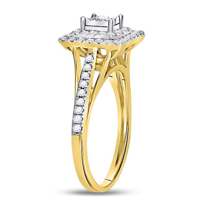 10k Yellow Gold Round Diamond Square Bridal Engagement Ring 1/2 Cttw