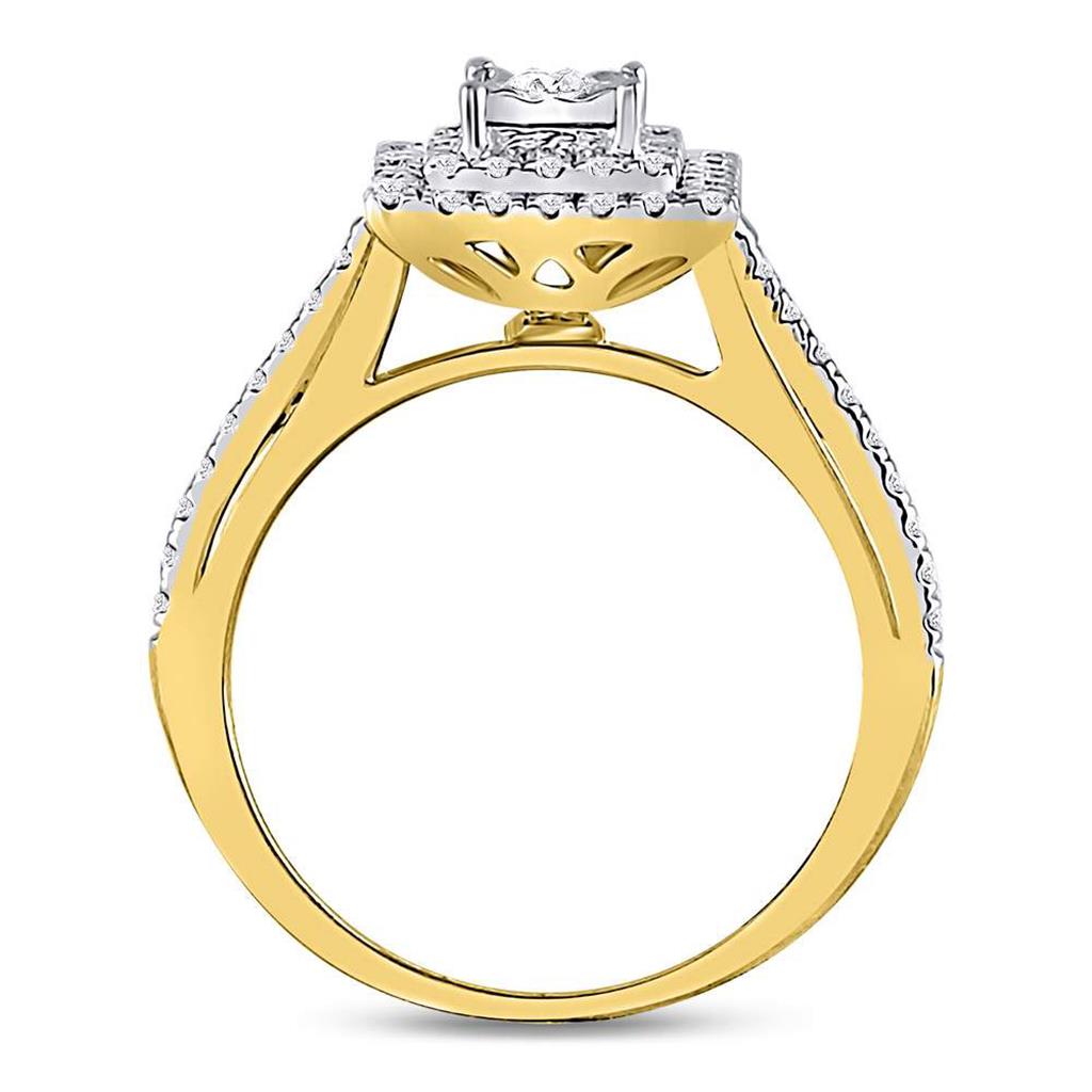 10k Yellow Gold Round Diamond Square Bridal Engagement Ring 1/2 Cttw