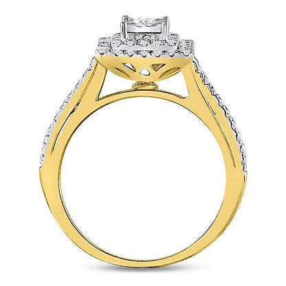10k Yellow Gold Round Diamond Square Bridal Engagement Ring 1/2 Cttw