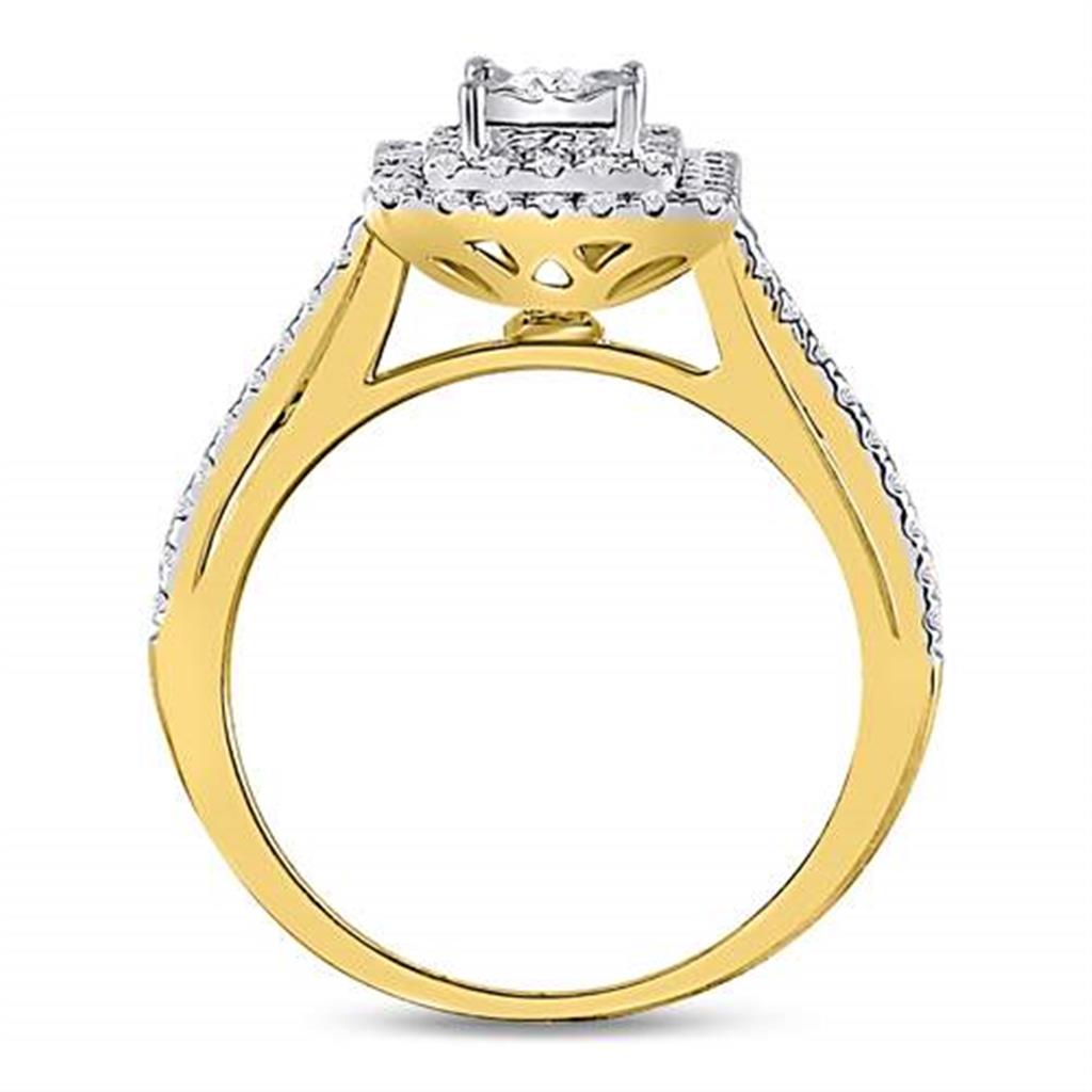 10k Yellow Gold Round Diamond Square Bridal Engagement Ring 1/2 Cttw