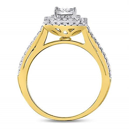 10k Yellow Gold Round Diamond Square Bridal Engagement Ring 1/2 Cttw