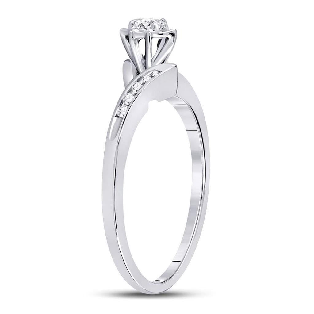 14k White Gold Marquise Diamond Marquise Bridal Engagement Ring 1/6 Cttw