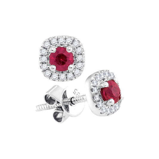 1/8CTW-Diamond 1/2(MIN)CT RUBY EARRINGS