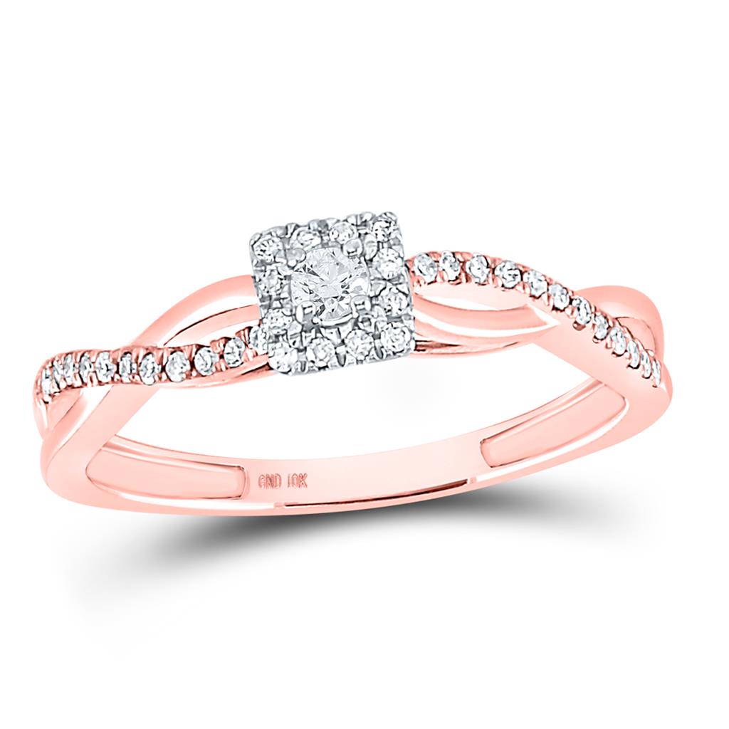 10k Rose Gold Round Diamond Solitaire Twist Bridal Engagement Ring 1/5 Cttw