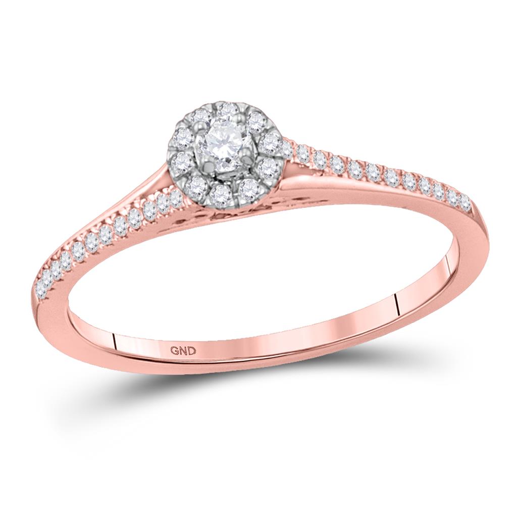 10k Rose Gold Round Diamond Solitaire Bridal Engagement Ring 1/5 Cttw