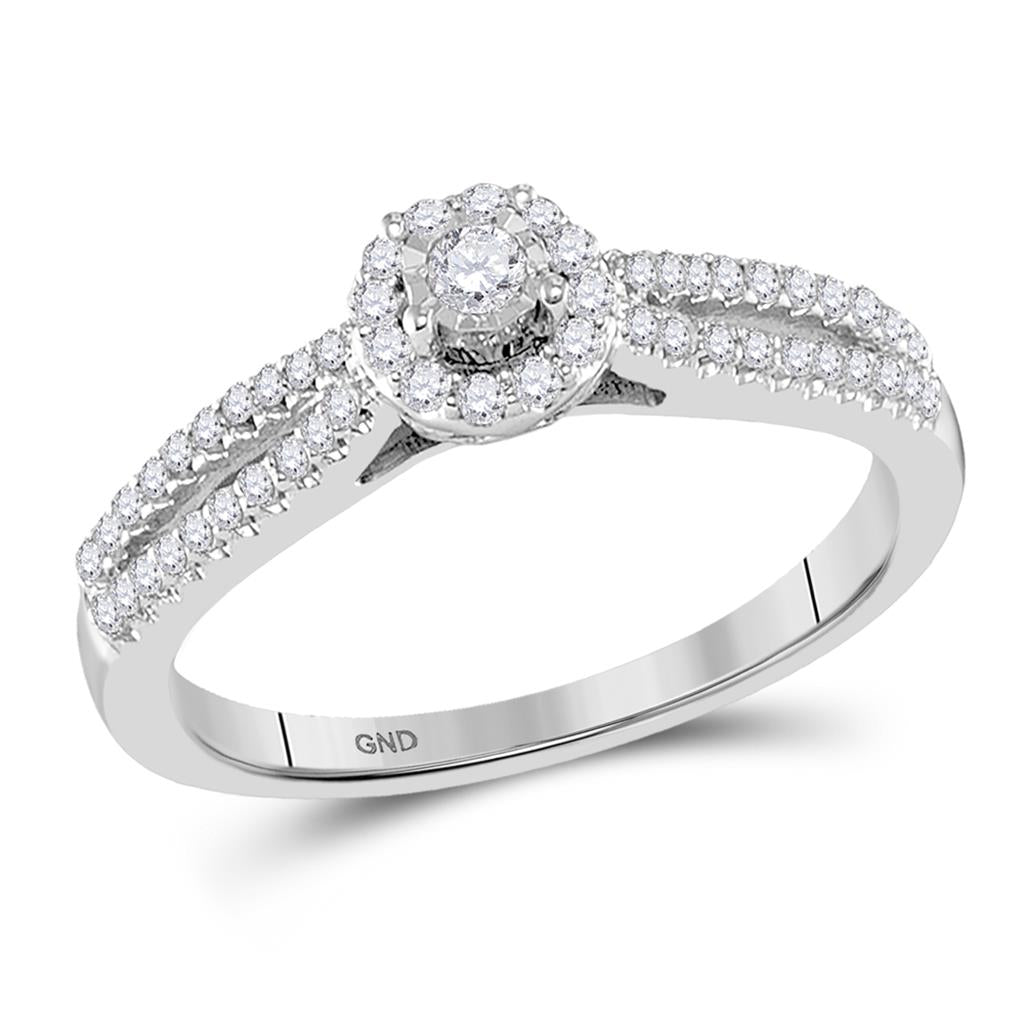 14k White Gold Round Diamond Solitaire Bridal Engagement Ring 1/4 Cttw