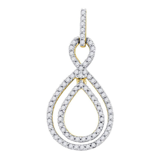 10k Yellow Gold Round Diamond Teardrop Pendant 5/8 Cttw