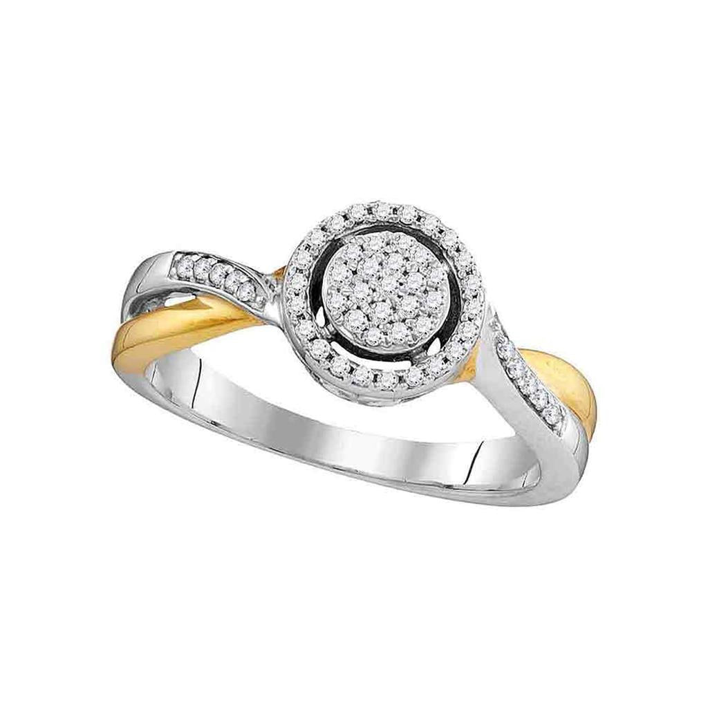 10k Two-tone Gold Round Diamond Circle Cluster Bridal Engagement Ring 1/5 Cttw