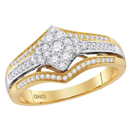 10k Two-tone Gold Round Diamond Cluster Bridal Engagement Ring 1/2 Cttw