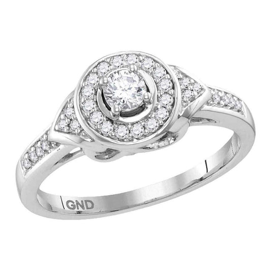 14k White Gold Round Diamond Solitaire Bridal Engagement Ring 1/3 Cttw