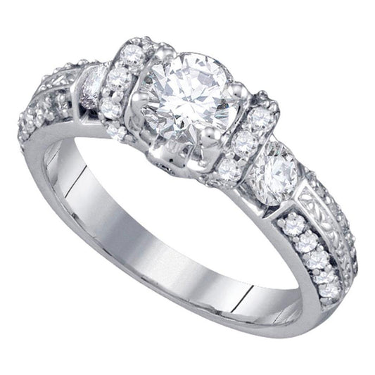 14k White Gold Round Diamond Solitaire Bridal Engagement Ring 1-1/2 Cttw