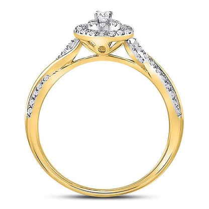 14k Yellow Gold Round Diamond Teardrop Cluster Bridal Engagement Ring 1/4 Cttw