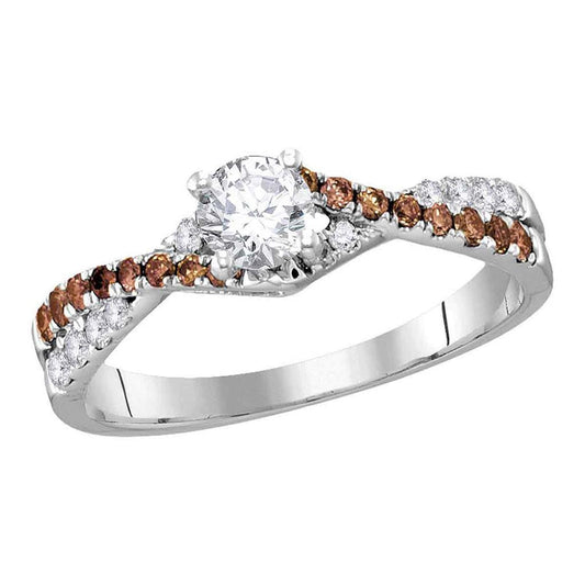 14k White Gold Round Diamond Solitaire Bridal Engagement Ring 3/4 Cttw