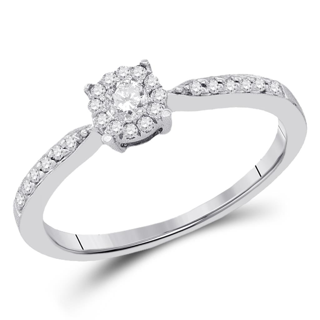 14k White Gold Round Diamond Solitaire Bridal Engagement Ring 1/4 Cttw