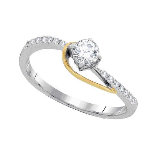 10k Two-tone Gold Round Diamond Solitaire Bridal Engagement Ring 1/5 Cttw