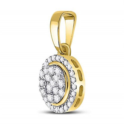 10k Yellow Gold Round Diamond Circle Cluster Pendant 1/4 Cttw