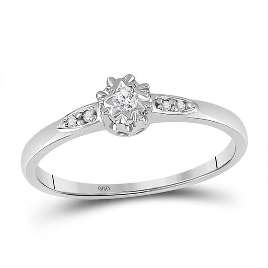 14k White Gold Round Diamond Solitaire Bridal Engagement Ring 1/20 Cttw