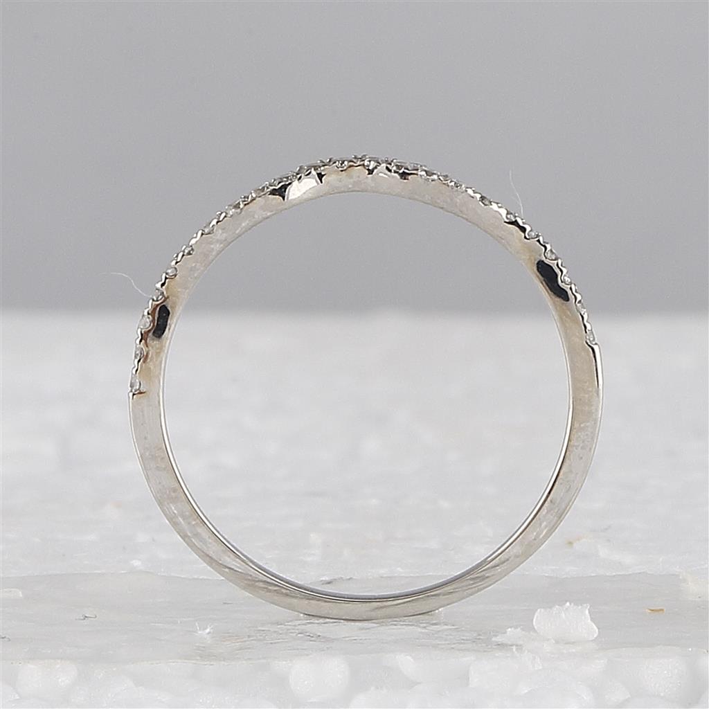 14k White Gold Round Diamond Contoured Stackable Band Ring 1/5 Cttw