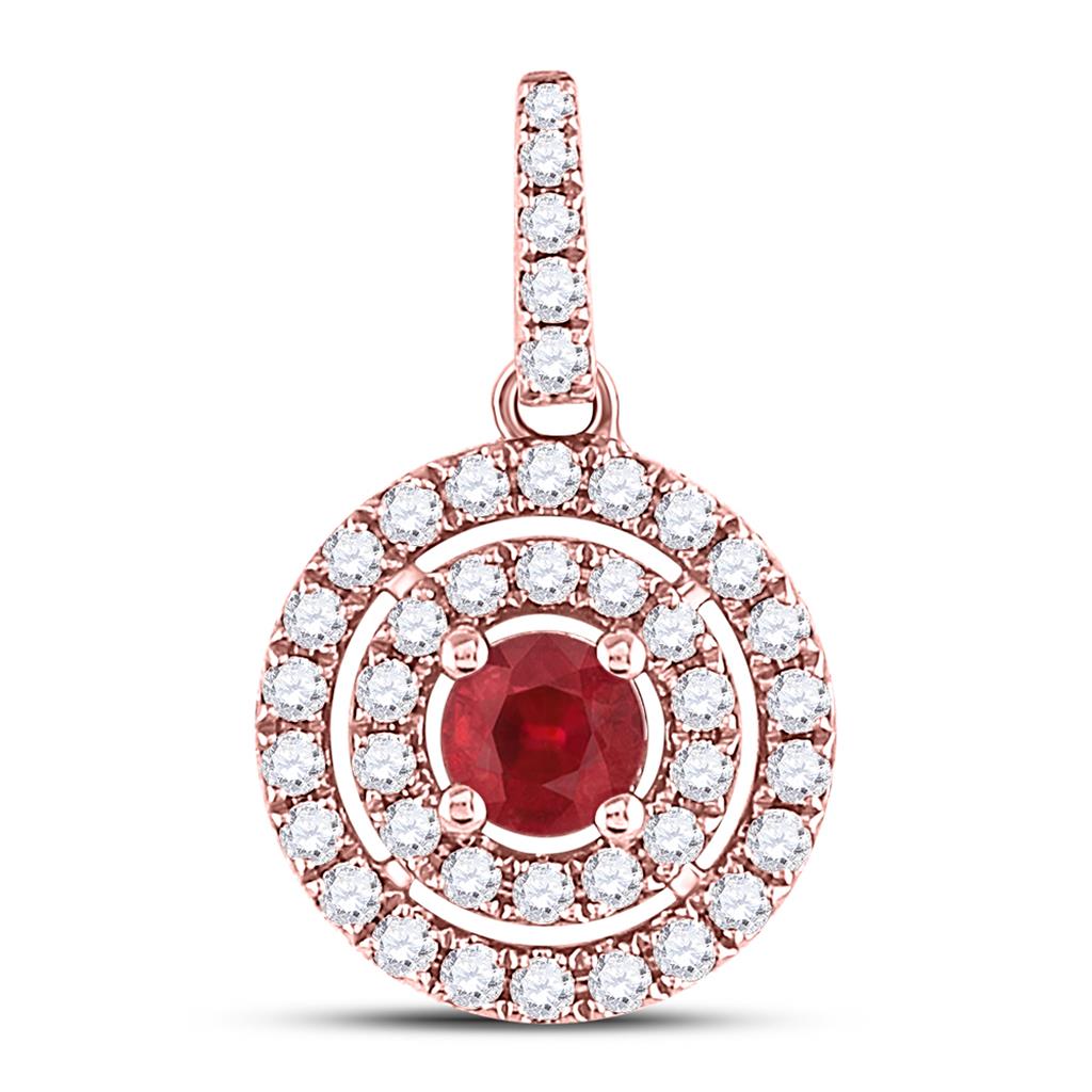 1/3CTW-Diamond 1/3CT-RUBY PENDANT