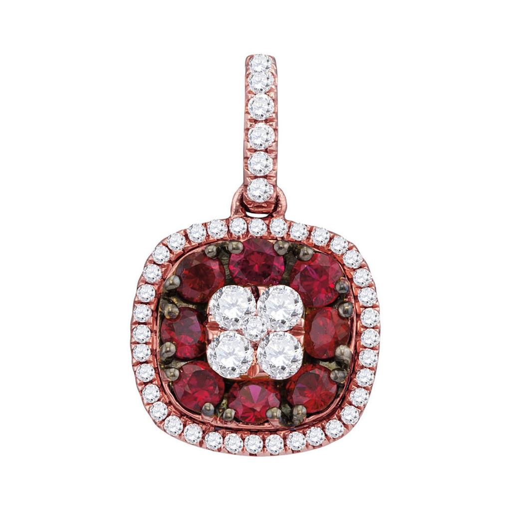 1/3CTW-Diamond 1/2CT-RUBY PENDANT