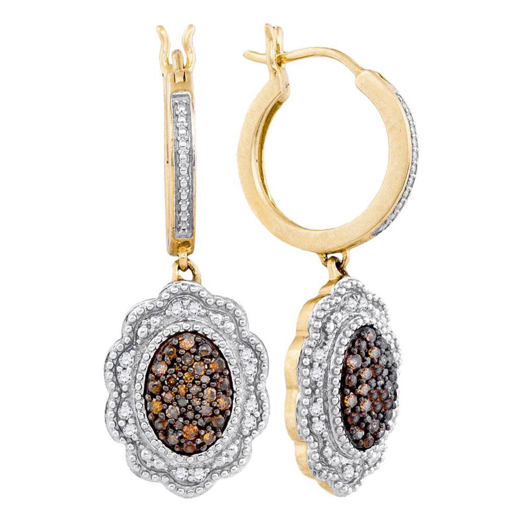 10k Yellow Gold Round Diamond Dangle Earrings 1/2 Cttw
