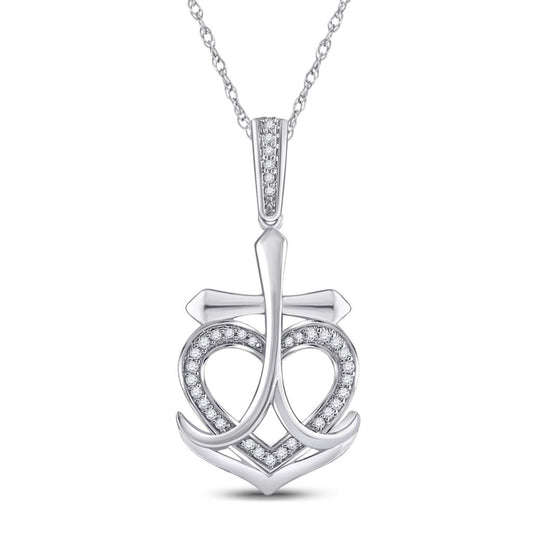 1/10CTW-Diamond HEART u0026 CROSS PENDANT
