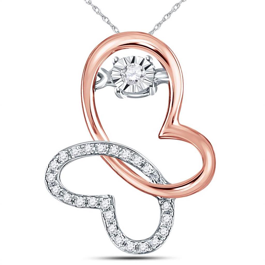 14k Rose Gold Round Diamond Moving Twinkle Butterfly Bug Pendant 1/10 Cttw