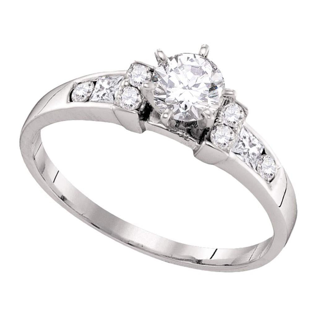 14k White Gold Round Diamond Solitaire Bridal Engagement Ring 3/4 Cttw