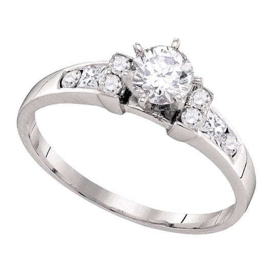 14k White Gold Round Diamond Solitaire Bridal Engagement Ring 3/4 Cttw
