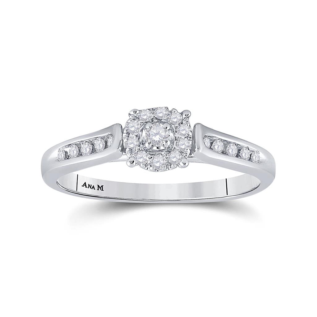 14k White Gold Round Diamond Solitaire Bridal Engagement Ring 1/8 Cttw