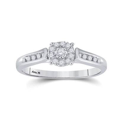 14k White Gold Round Diamond Solitaire Bridal Engagement Ring 1/8 Cttw