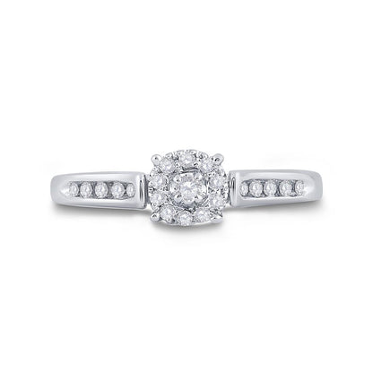 14k White Gold Round Diamond Solitaire Bridal Engagement Ring 1/8 Cttw
