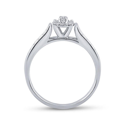 14k White Gold Round Diamond Solitaire Bridal Engagement Ring 1/8 Cttw