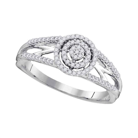 14k White Gold Round Diamond Cluster Bridal Engagement Ring 1/5 Cttw