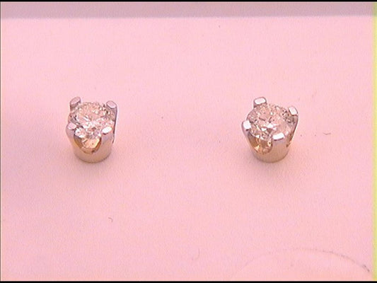 14k Yellow Gold Round Diamond Excellent+ Solitaire Earrings 1/10 Cttw (Certified)