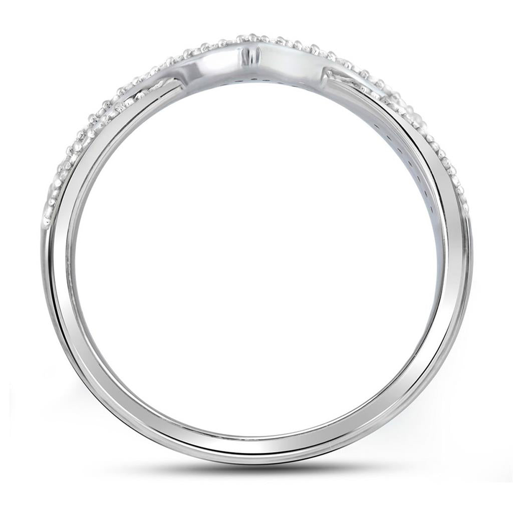 14kt White Gold Womens Round Diamond Chevron Band Ring 1/8 Cttw