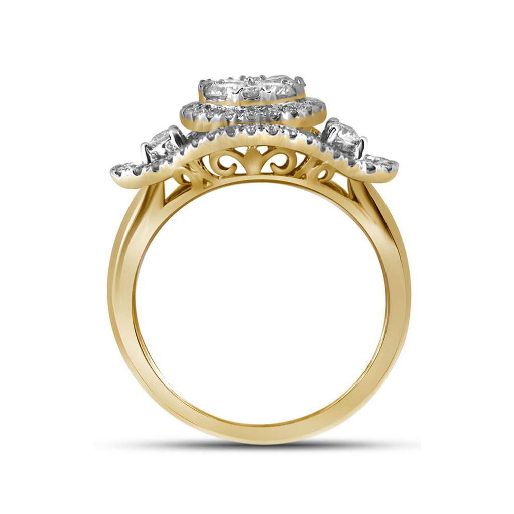 10k Yellow Gold Diamond Halo Bridal Engagement Ring 1-1/5 Cttw