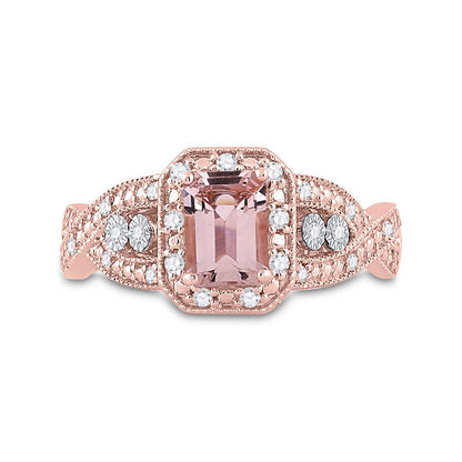 10k Rose Gold Emerald Morganite Solitaire Bridal Engagement Ring 1-1/5 Cttw