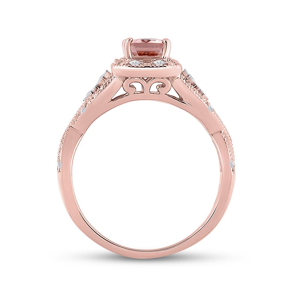10k Rose Gold Emerald Morganite Solitaire Bridal Engagement Ring 1-1/5 Cttw