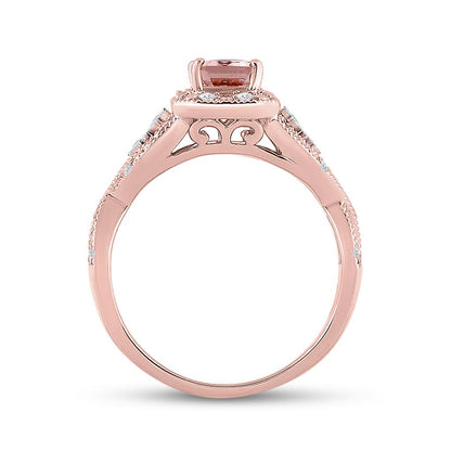 10k Rose Gold Emerald Morganite Solitaire Bridal Engagement Ring 1-1/5 Cttw