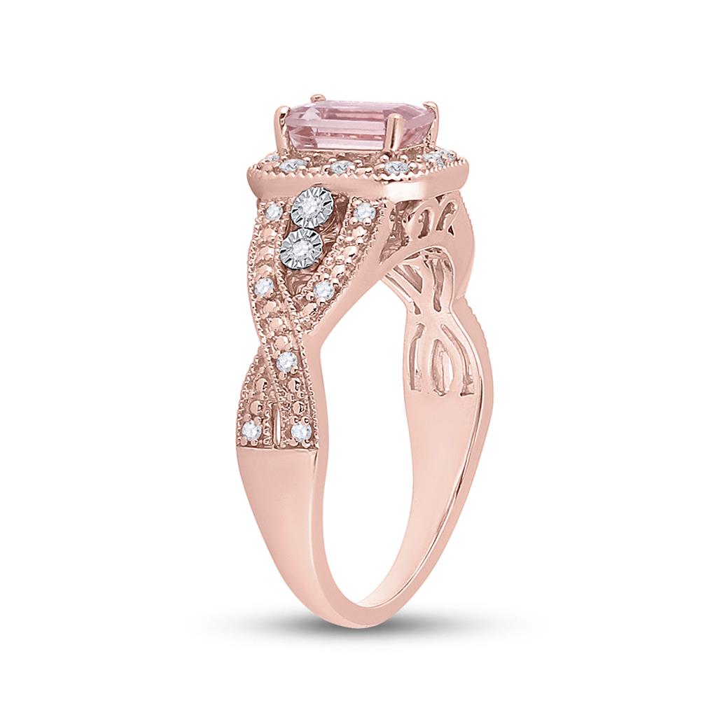 10k Rose Gold Emerald Morganite Solitaire Bridal Engagement Ring 1-1/5 Cttw