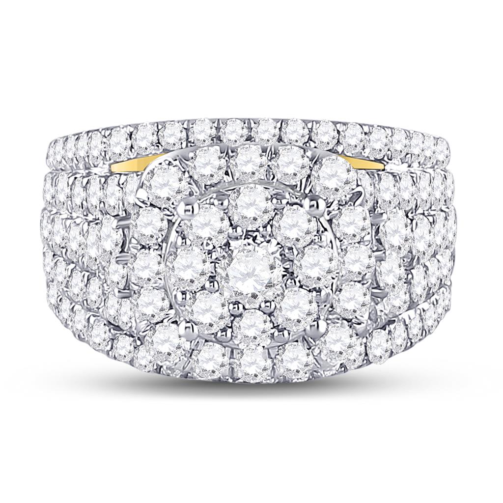 14k Yellow Gold Round Diamond Cluster Bridal Engagement Ring 3 Cttw