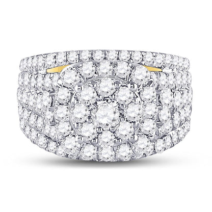 14k Yellow Gold Round Diamond Cluster Bridal Engagement Ring 3 Cttw