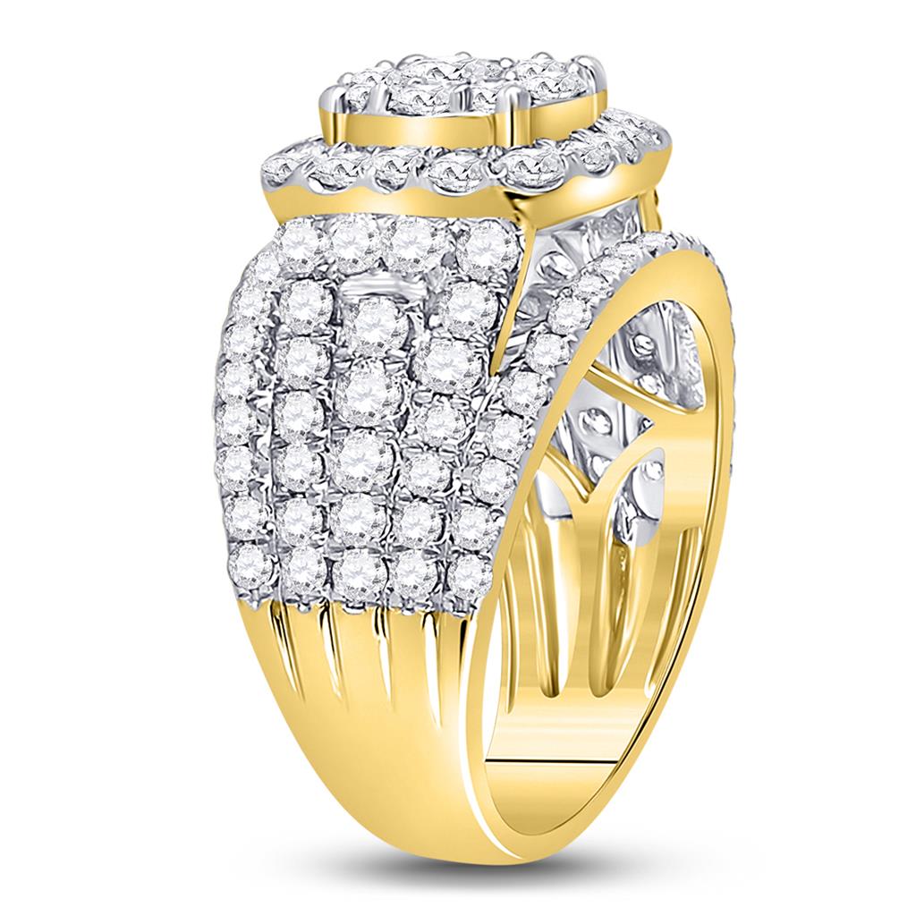 14k Yellow Gold Round Diamond Cluster Bridal Engagement Ring 3 Cttw