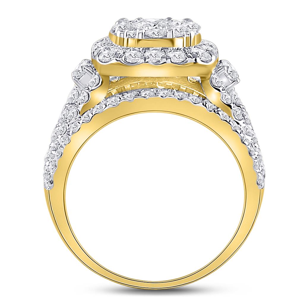 14k Yellow Gold Round Diamond Cluster Bridal Engagement Ring 3 Cttw