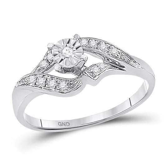 14k White Gold Round Diamond Solitaire Bridal Engagement Ring 1/6 Cttw