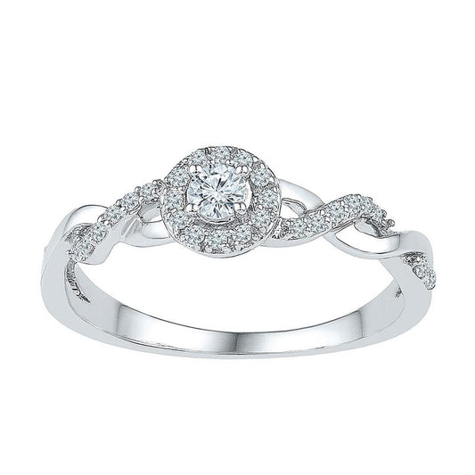 14k White Gold Round Diamond Solitaire Bridal Engagement Ring 1/5 Cttw
