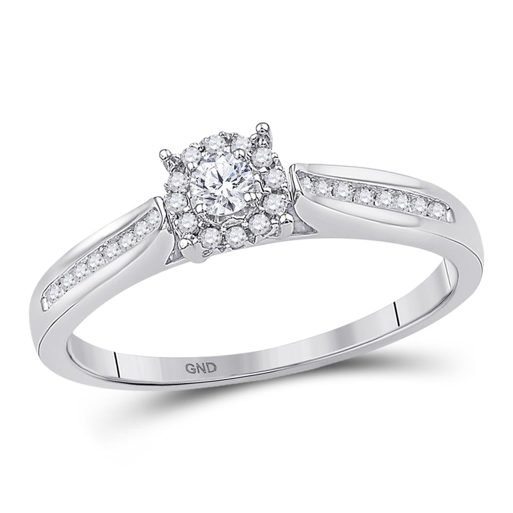 14k White Gold Round Diamond Solitaire Bridal Engagement Ring 1/6 Cttw